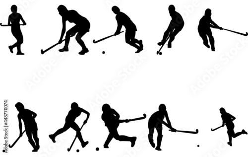 Woman Field hockey Player silhouette vector