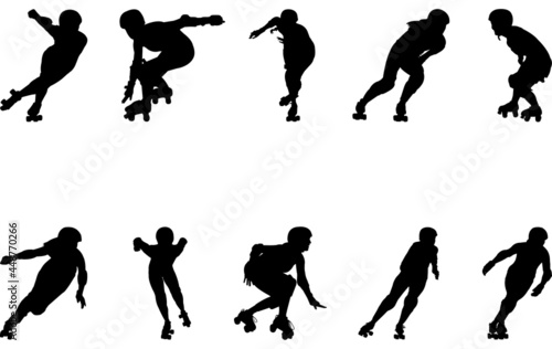 Photographie Roller derby girl silhouette vector