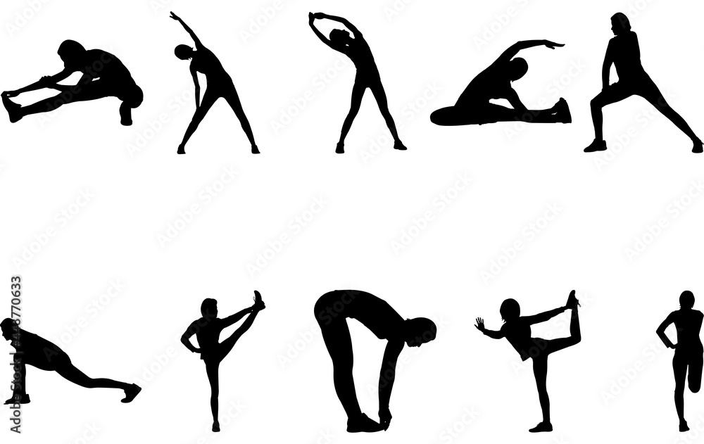 Stretching silhouette vector
