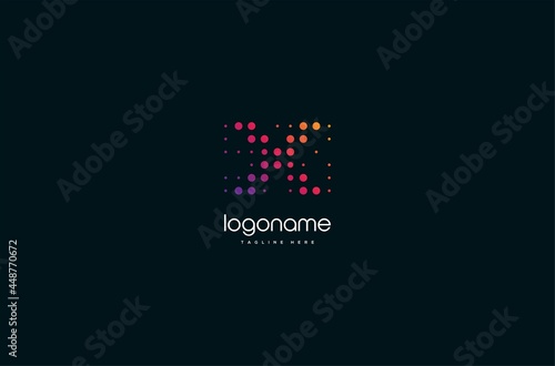 dot technology letter X logo design, initial matrix logo