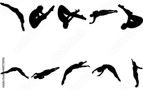 Woman Diving silhouette vector photo