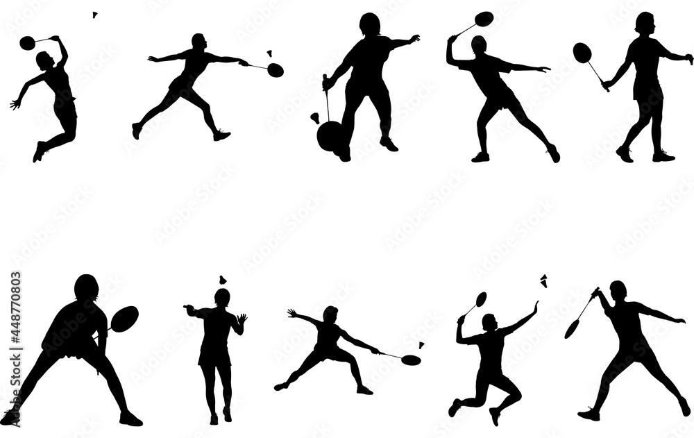 Woman Badminton silhouette vector Woman Badminton silhouette vector