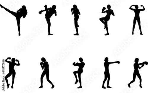 Woman Boxing silhouette vector