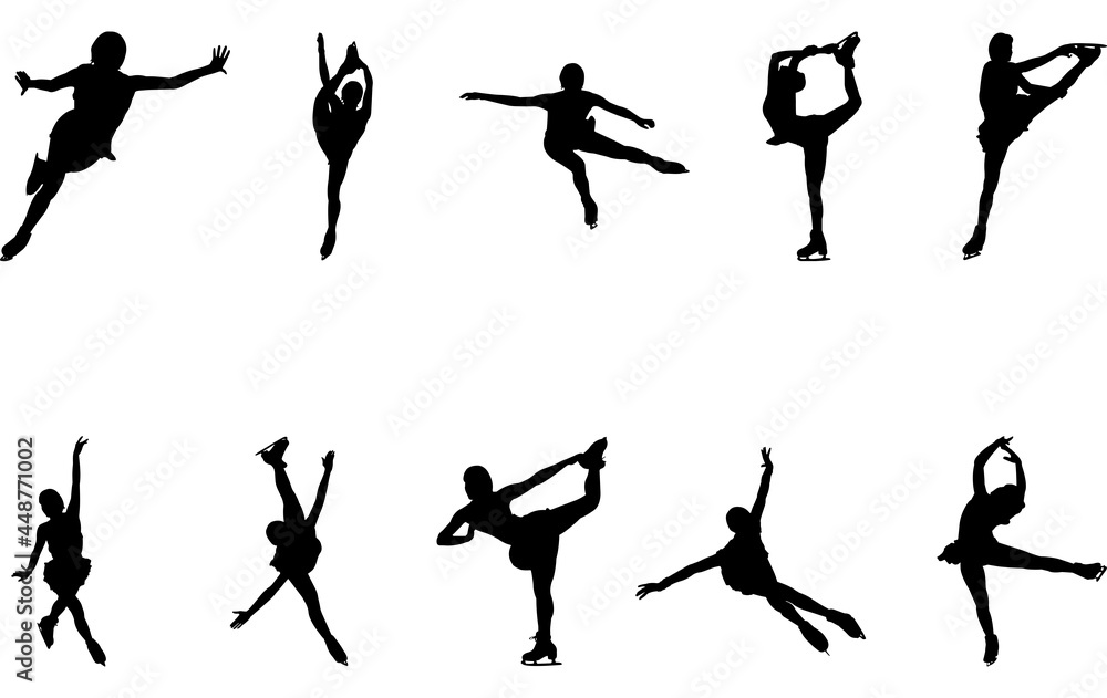 Woman Ice Skating silhouette vector Woman Ice Skating silhouette vector