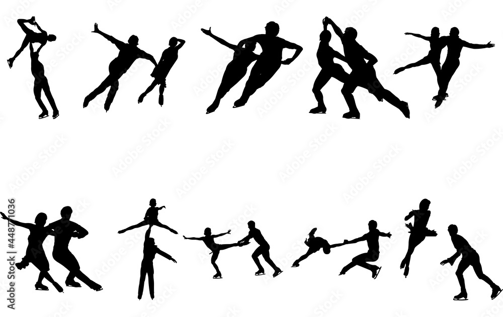 Couple Ice Skating silhouette vector