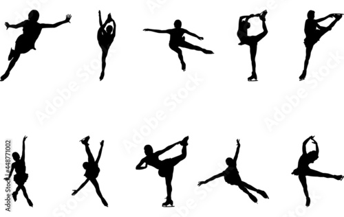 Woman Ice Skating silhouette vector
