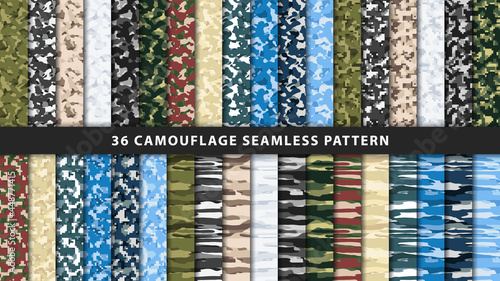 Collection military and army camouflage seamless pattern photo