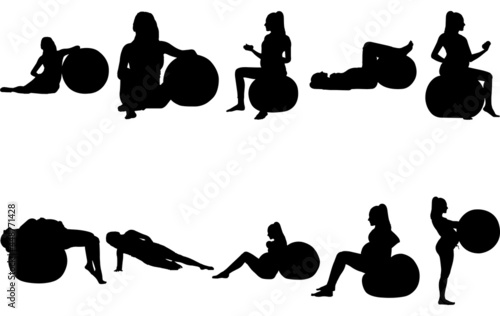Pregnant Woman Exercising Silhouette Vector
