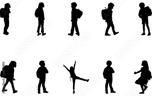 Back to School Kids Silhouette Vector