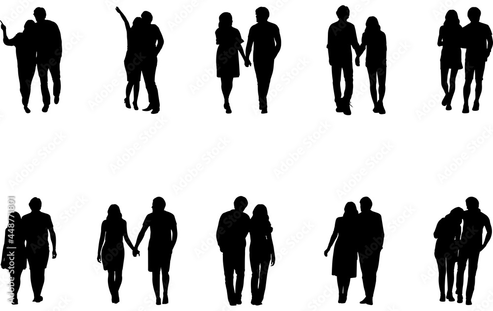 Couple Walking Silhouette Vector 
