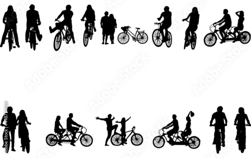 Couples Biking Silhouette Vector