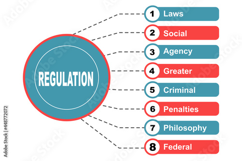 Diagram concept with Regulation text and keywords. EPS 10 isolated on white background