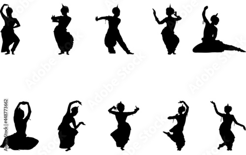 Odissi Dance Silhouette Vector