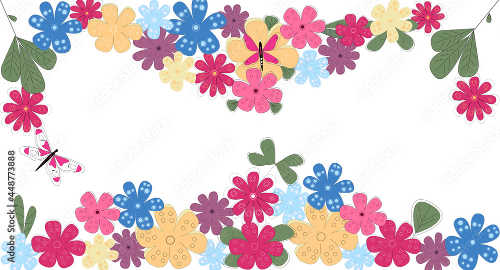 Spring color frame decoration, illustration.