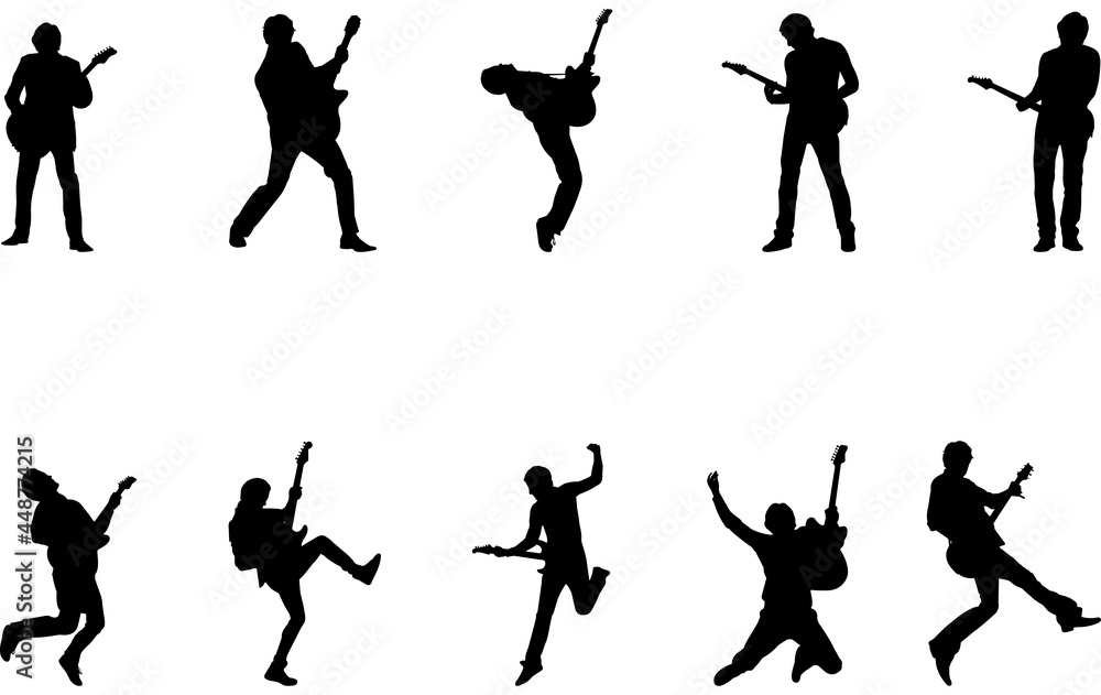 Guitar Player Silhouette vector cut files Stock Vector | Adobe Stock
