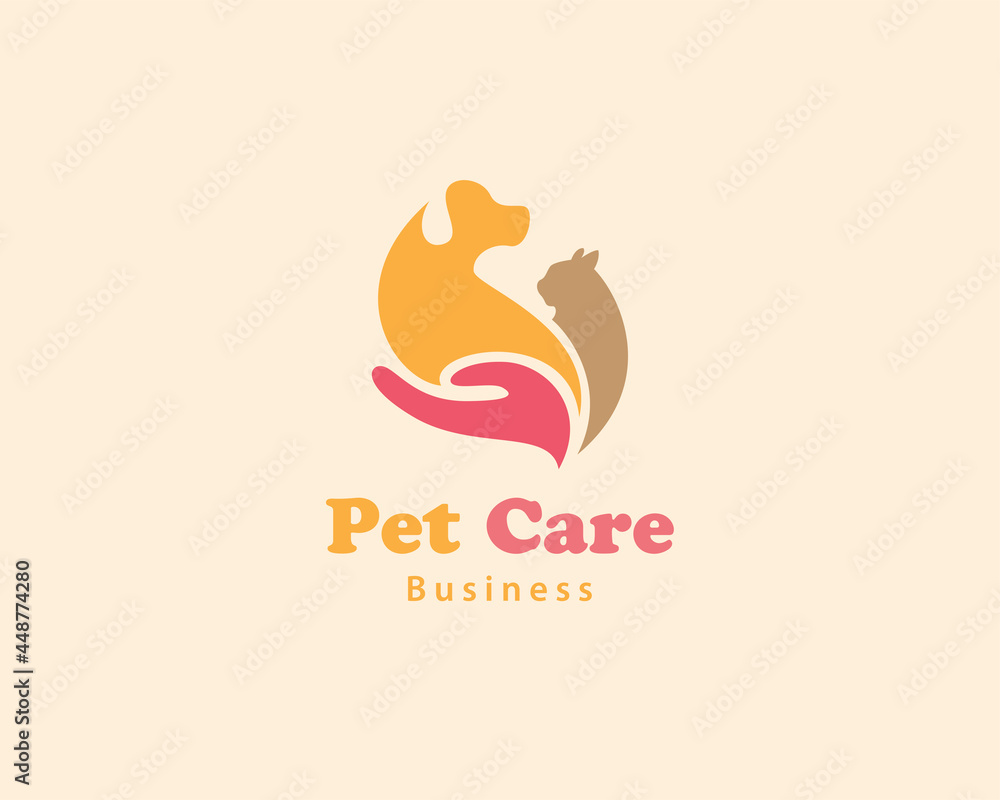 pet care logo creative animal concept hand food health care illustration vector pet care logo creative animal concept hand food health care illustration vector