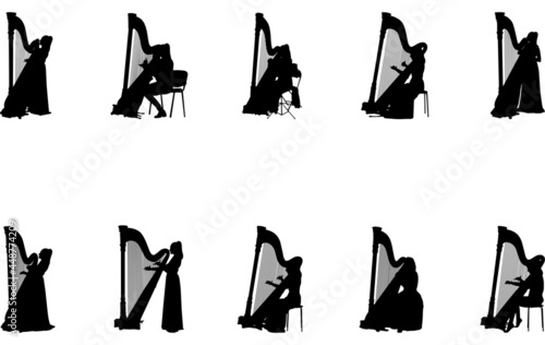 Harpist  Silhouette vector cut files