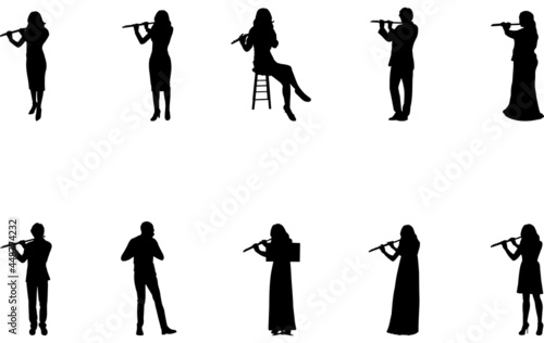 Flute Player  Silhouette vector cut files