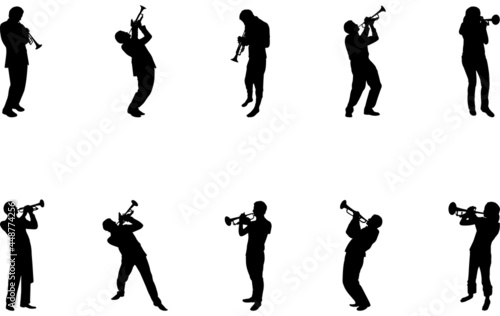 Trumpet Player Silhouette vector cut files