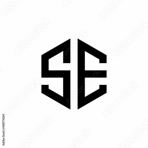 Creative monogram letter logo hexagon initials SE