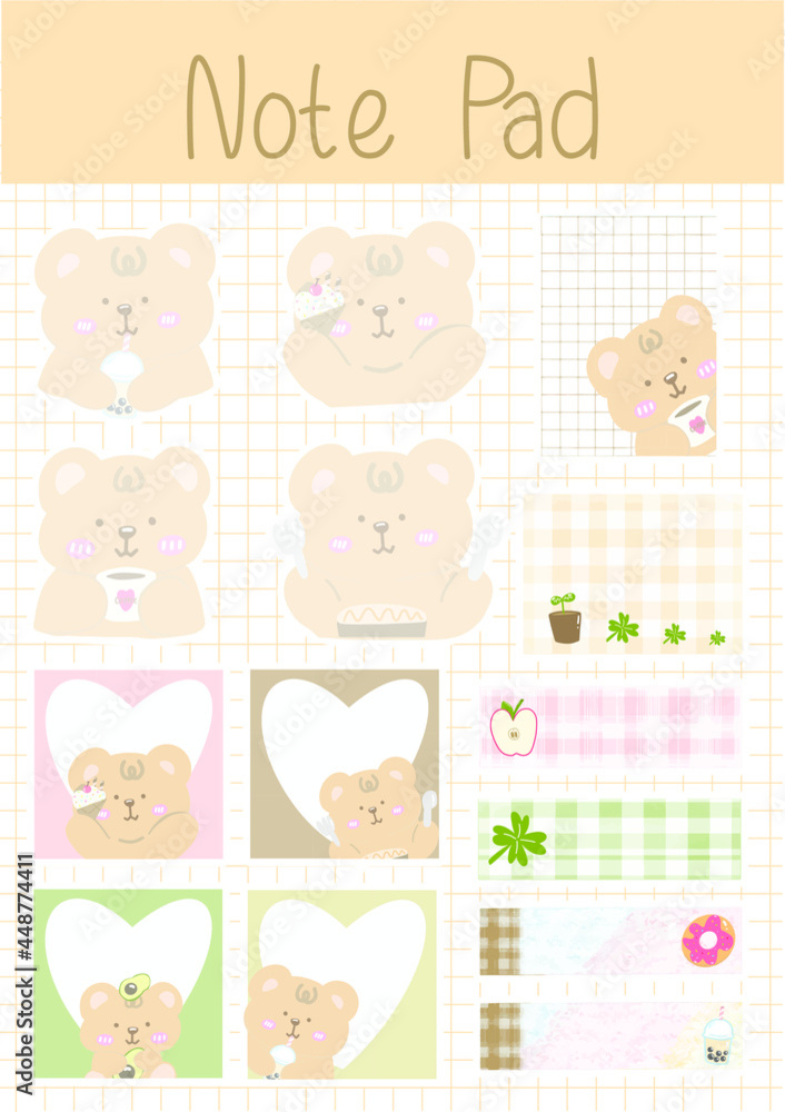 Mini bear note pad set