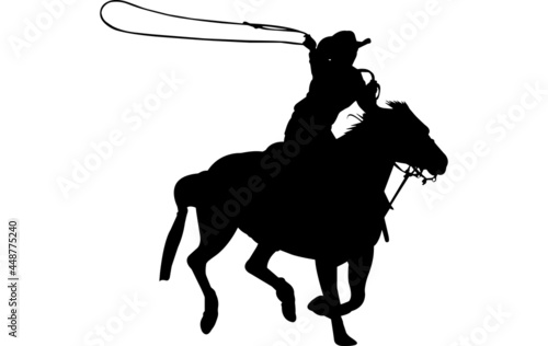 Calf Roping Vector Silhouette