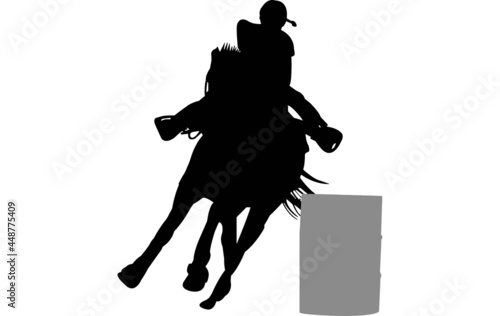 Turn and Burn Barrel Racing Vector Silhouette