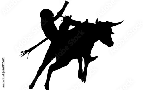 Steer Riding Vector Silhouette