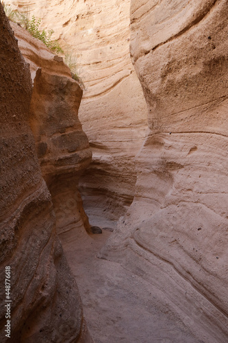 Tent Rock National Monument. Spectacular narrow tunnel between the high rocks composed of pumice.