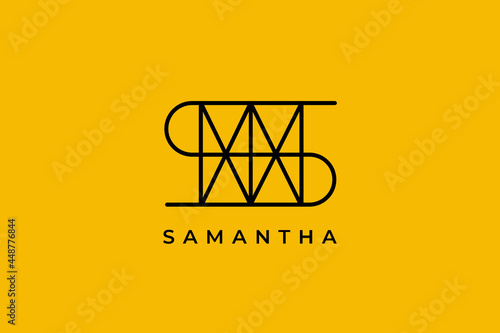 logo name Samantha , usable logo design for private logo, business name card web icon, social media icon