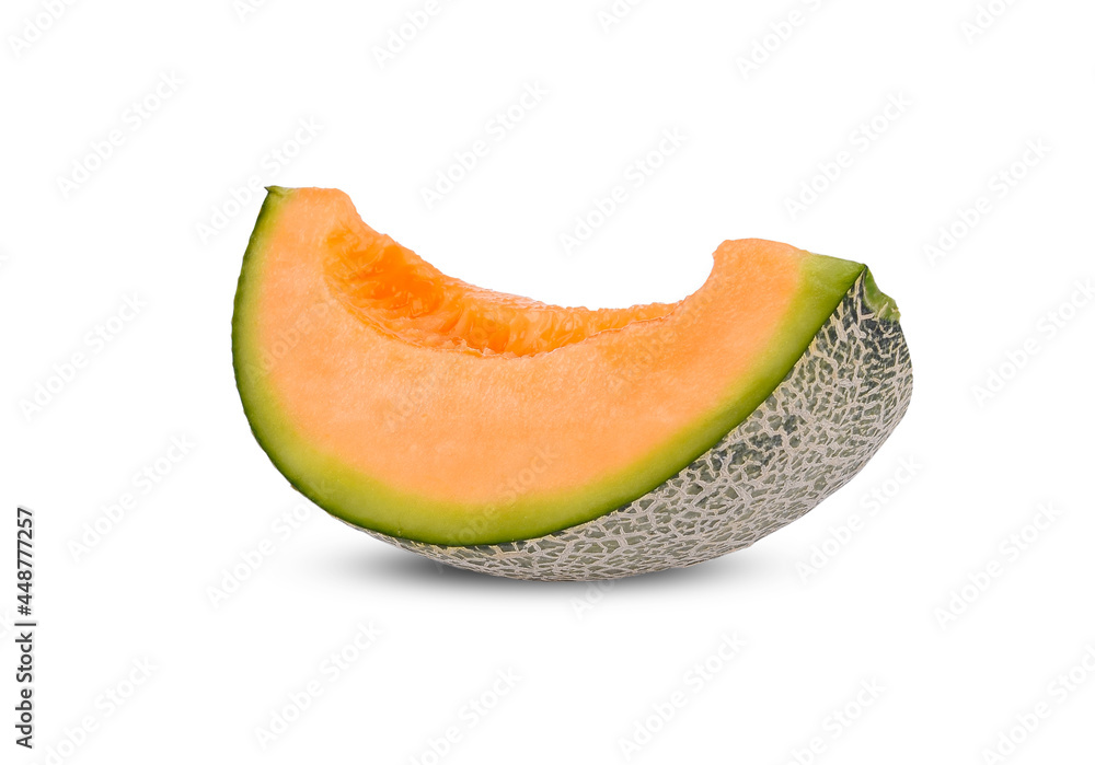 cantaloupe melon slices isolated on white background cantaloupe melon slices isolated on white background