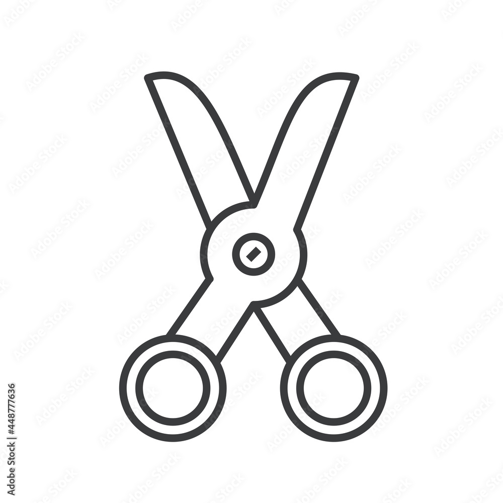 Editable outline scissors vector icon isolated on white transparent background. Building and repair tool Symbol. Editable outline scissors vector icon isolated on white transparent background. Building and repair tool Symbol.