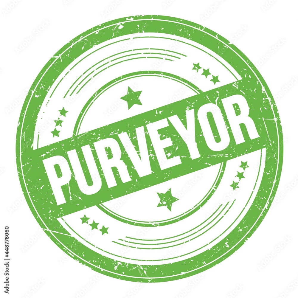 PURVEYOR text on green round grungy stamp. PURVEYOR text on green round grungy stamp.