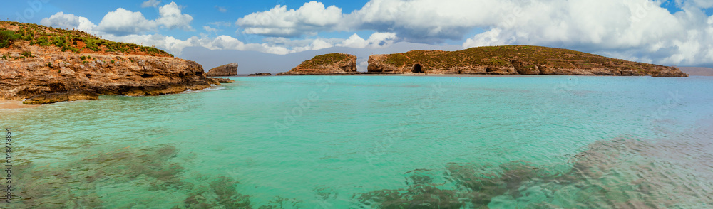Blue lagoon on the island of Malta