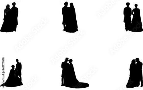 Indian Pakistani Wedding Couple Vector SIlhouette