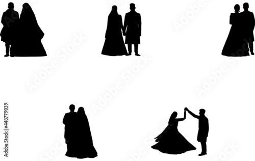 Indian Pakistani Wedding Couple Vector SIlhouette