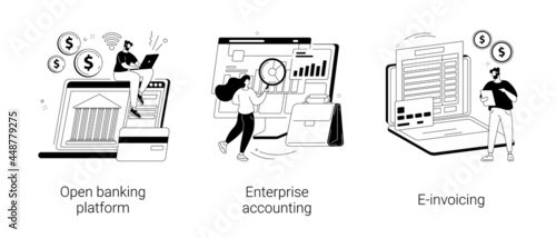 IT accounting system abstract concept vector illustrations.