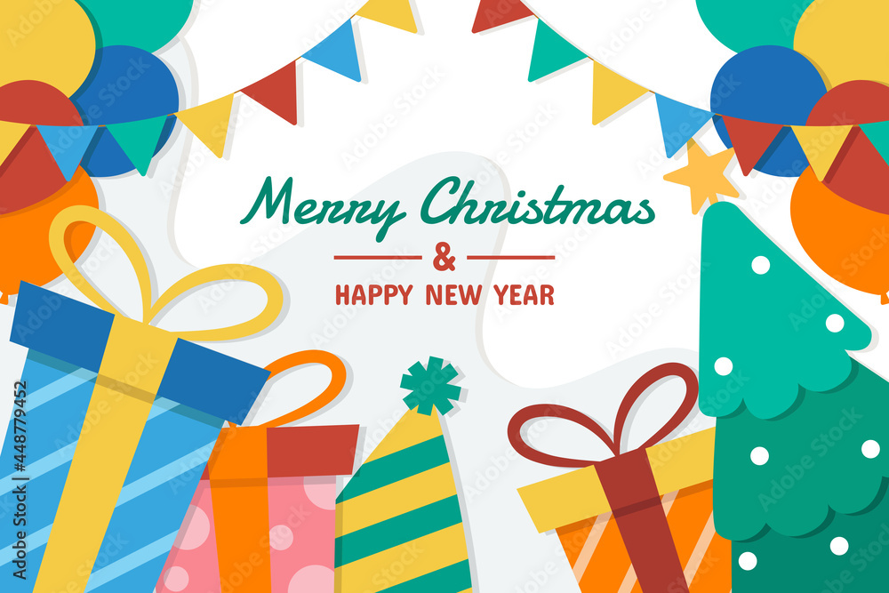 Fototapeta premium Vector illustration for celebration Merry Christmas and Happy New Year concept.