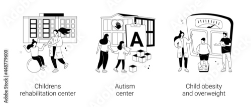 Children healthcare service abstract concept vector illustrations.