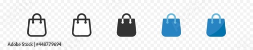 Bag black set icon isolated. Gift shop, vector flat photo