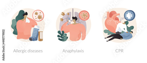 Allergy emergency help abstract concept vector illustrations.
