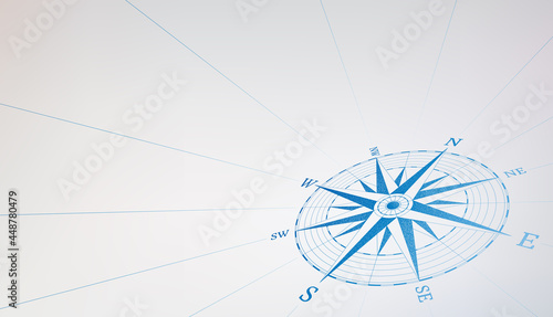 Blue compass background. Time to travel. Vector illustration, EPS 10
