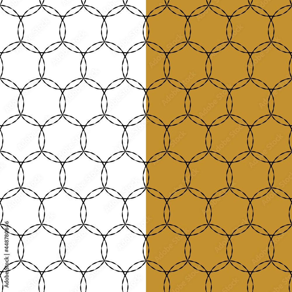 Naklejka premium Hand drawn ink brush seamless pattern. Neutral circle grid backdrop. White, yellow mustard easy editable color background. Vector