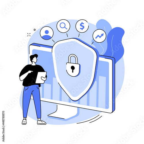 Cyber security risk management abstract concept vector illustration.