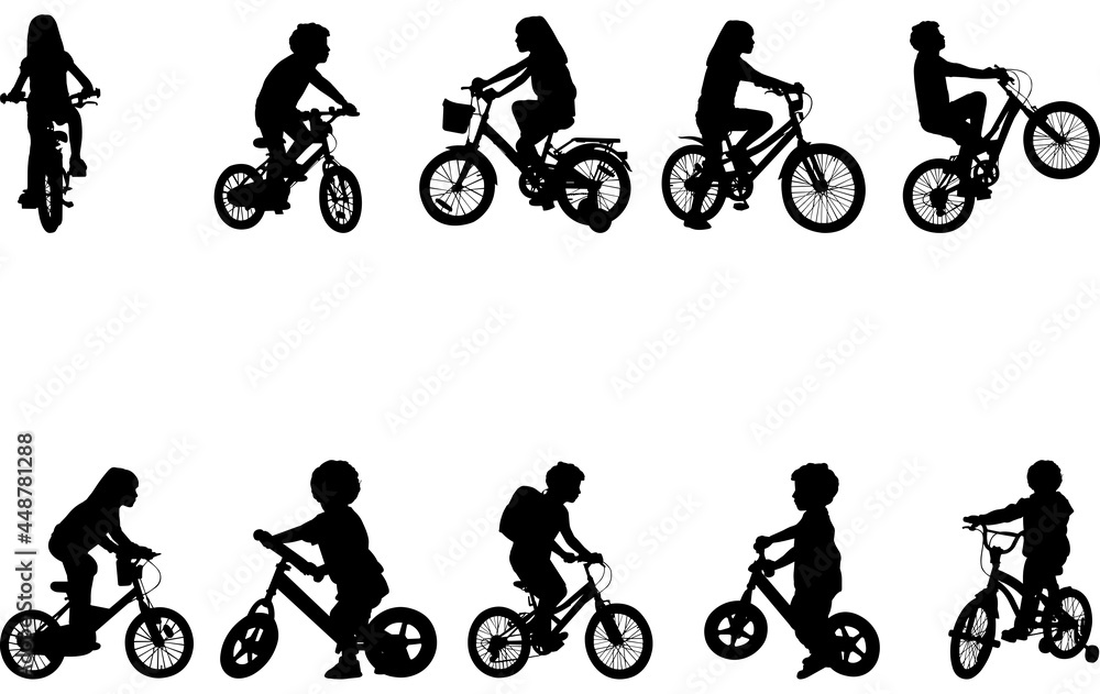 Obraz premium Kid on Bike Silhouette Vector