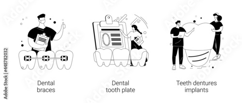 Orthodontic care procedure abstract concept vector illustrations.