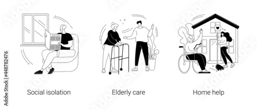 Older people living abstract concept vector illustrations.