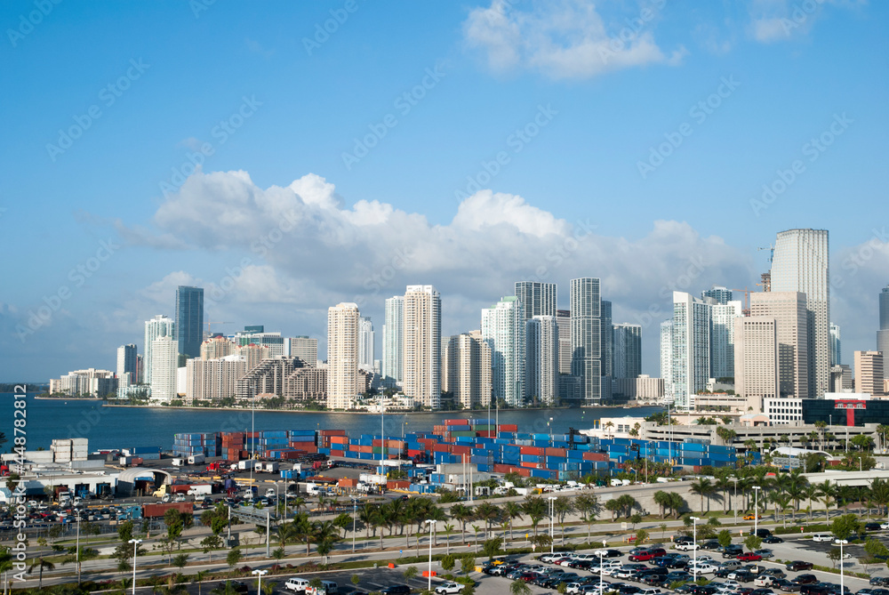 Miami Downtown Sunny Morning Skyline