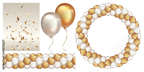 Garland of balloons. Seamless garland of ballons. Decorative wreath on transparent background.