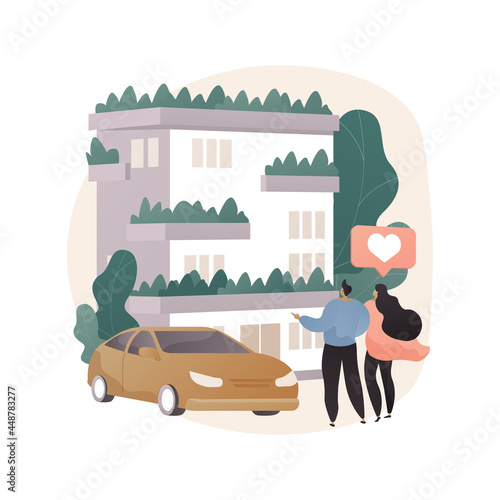 Vertical green city abstract concept vector illustration.